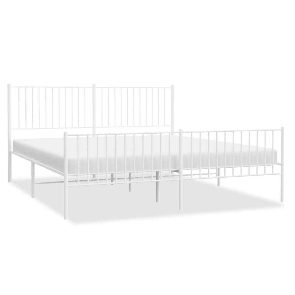 Bedframe met hoofd- en voeteneinde metaal wit 180x200 cm