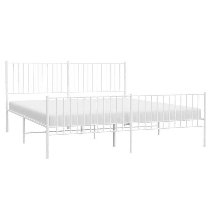 Bedframe met hoofd- en voeteneinde metaal wit 183x213 cm