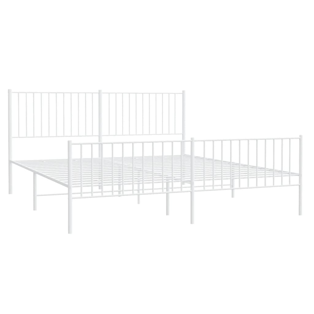 Bedframe met hoofd- en voeteneinde metaal wit 183x213 cm