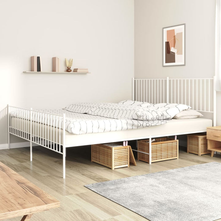 Bedframe met hoofd- en voeteneinde metaal wit 183x213 cm