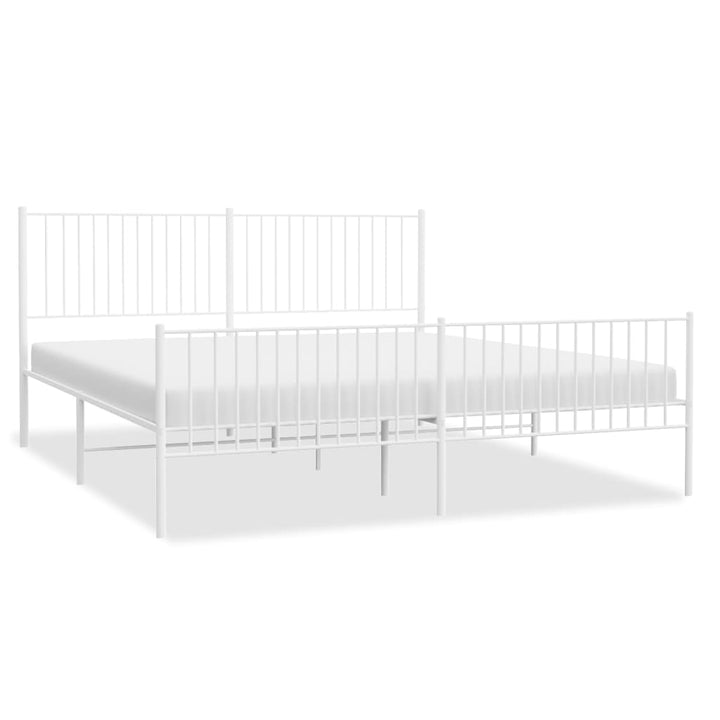 Bedframe met hoofd- en voeteneinde metaal wit 200x200 cm