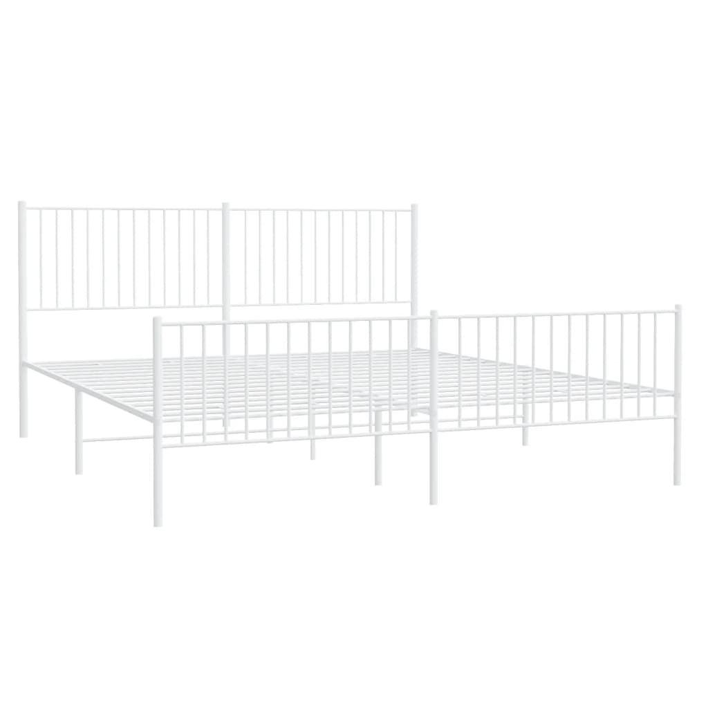 Bedframe met hoofd- en voeteneinde metaal wit 200x200 cm