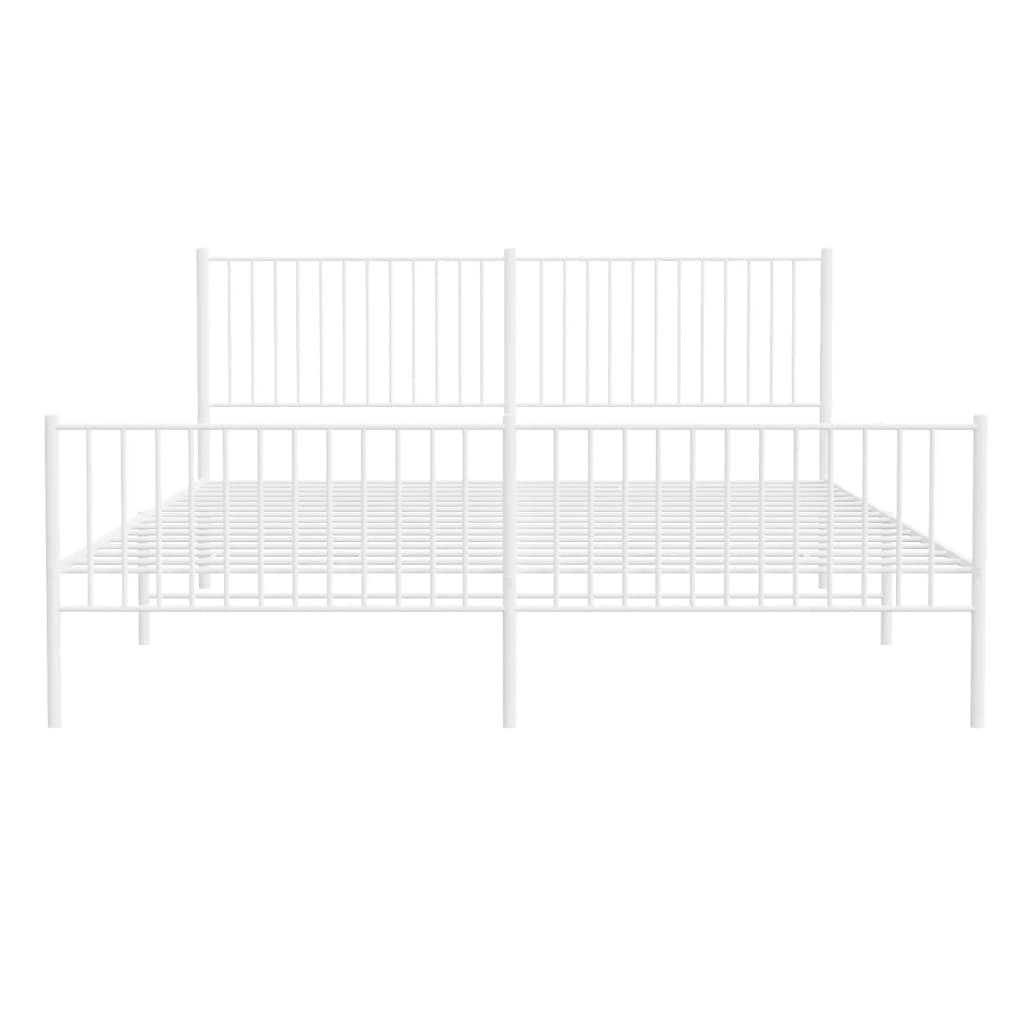 Bedframe met hoofd- en voeteneinde metaal wit 200x200 cm