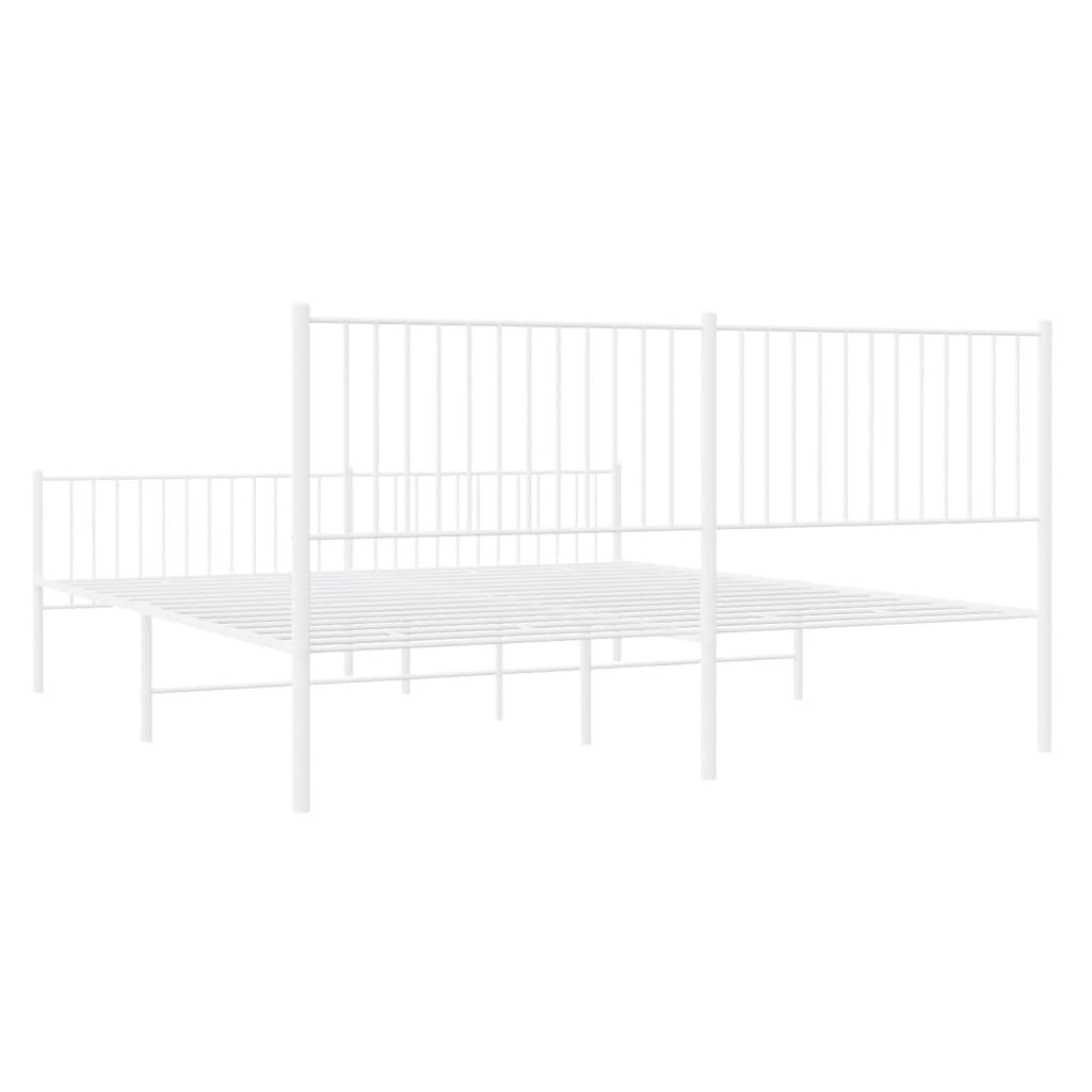 Bedframe met hoofd- en voeteneinde metaal wit 200x200 cm