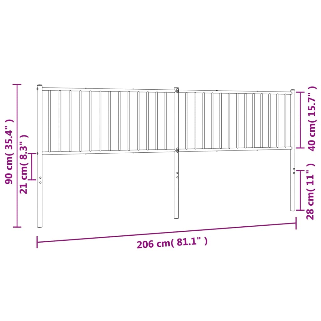 Hoofdbord metaal wit 200 cm