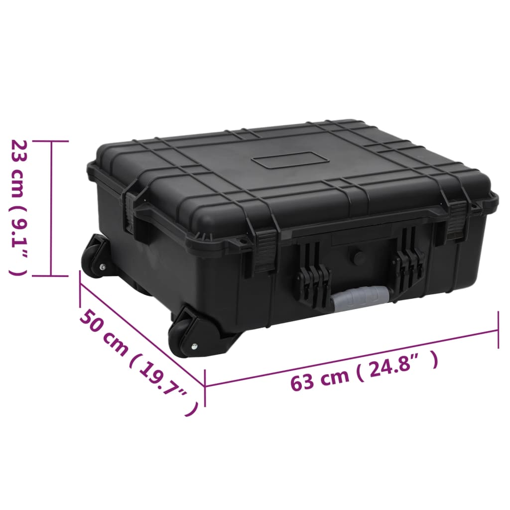 Flightcase op wieltjes 63x50x23 cm PP zwart