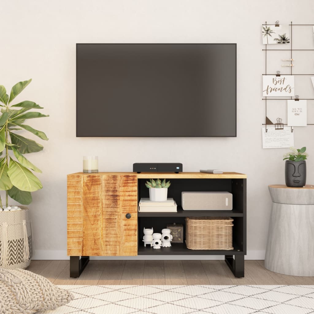 Tv-meubel 80x33x46 cm massief mangohout en bewerkt hout