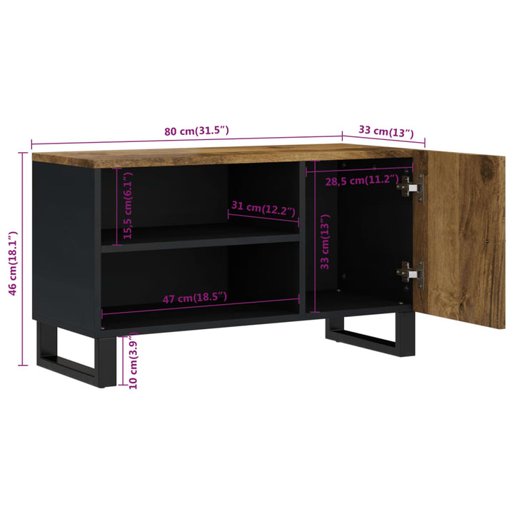 Tv-meubel 80x33x46 cm massief mangohout en bewerkt hout