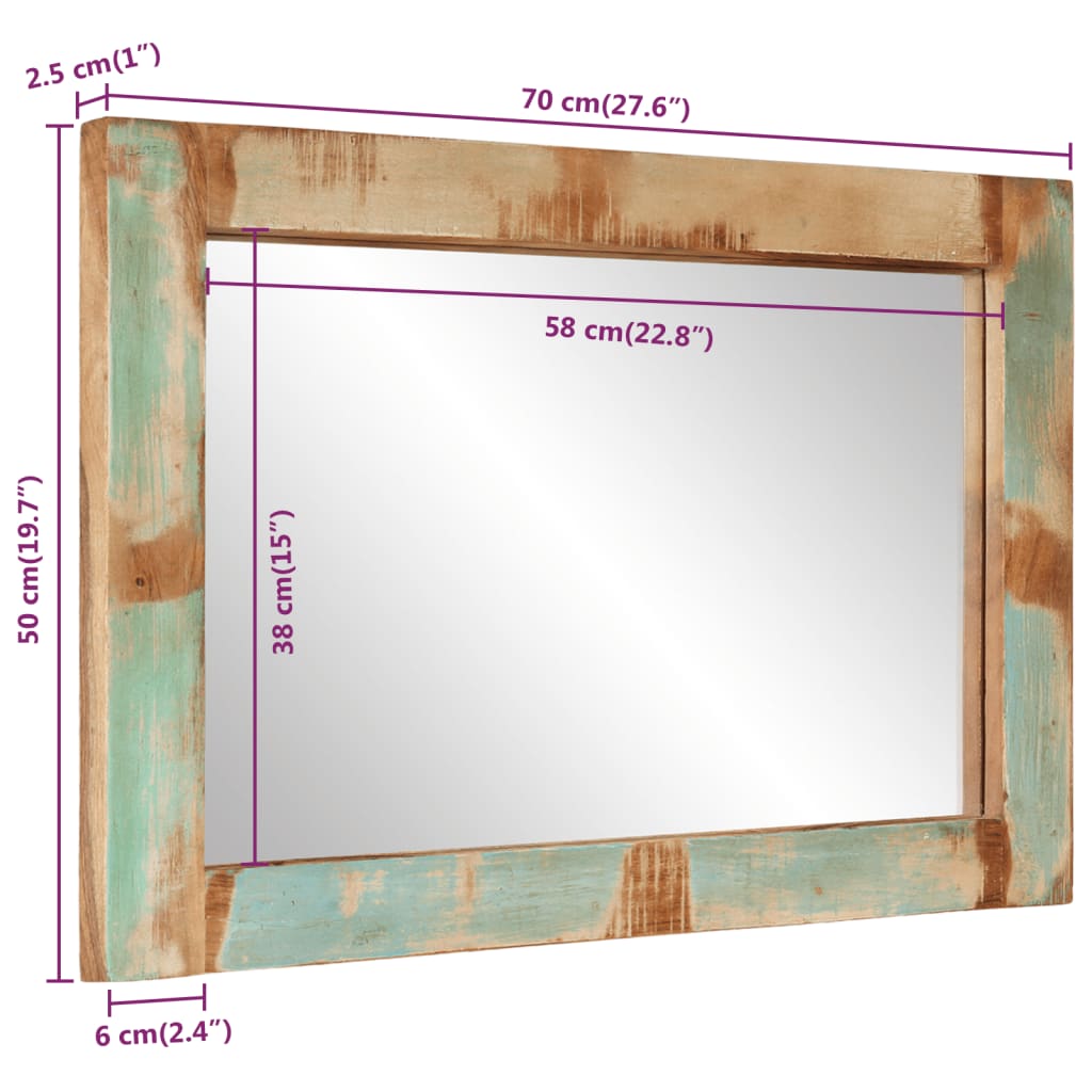 Spiegel 70x50 cm massief gerecycled hout en glas
