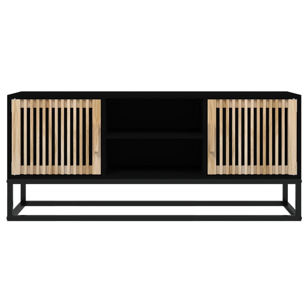 Tv-meubel 105x30x45 cm bewerkt hout en ijzer zwart