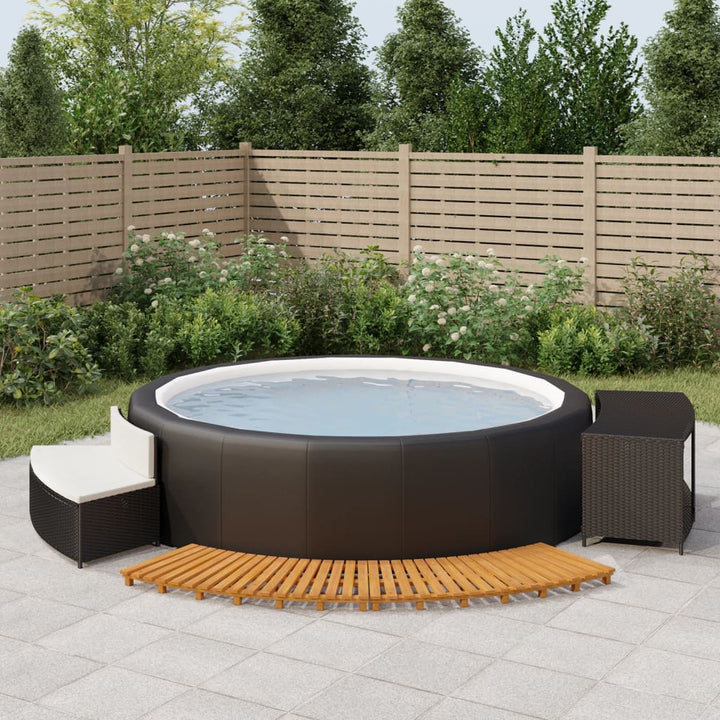 vidaXL Hottub-ombouw poly rattan en massief acaciahout zwart