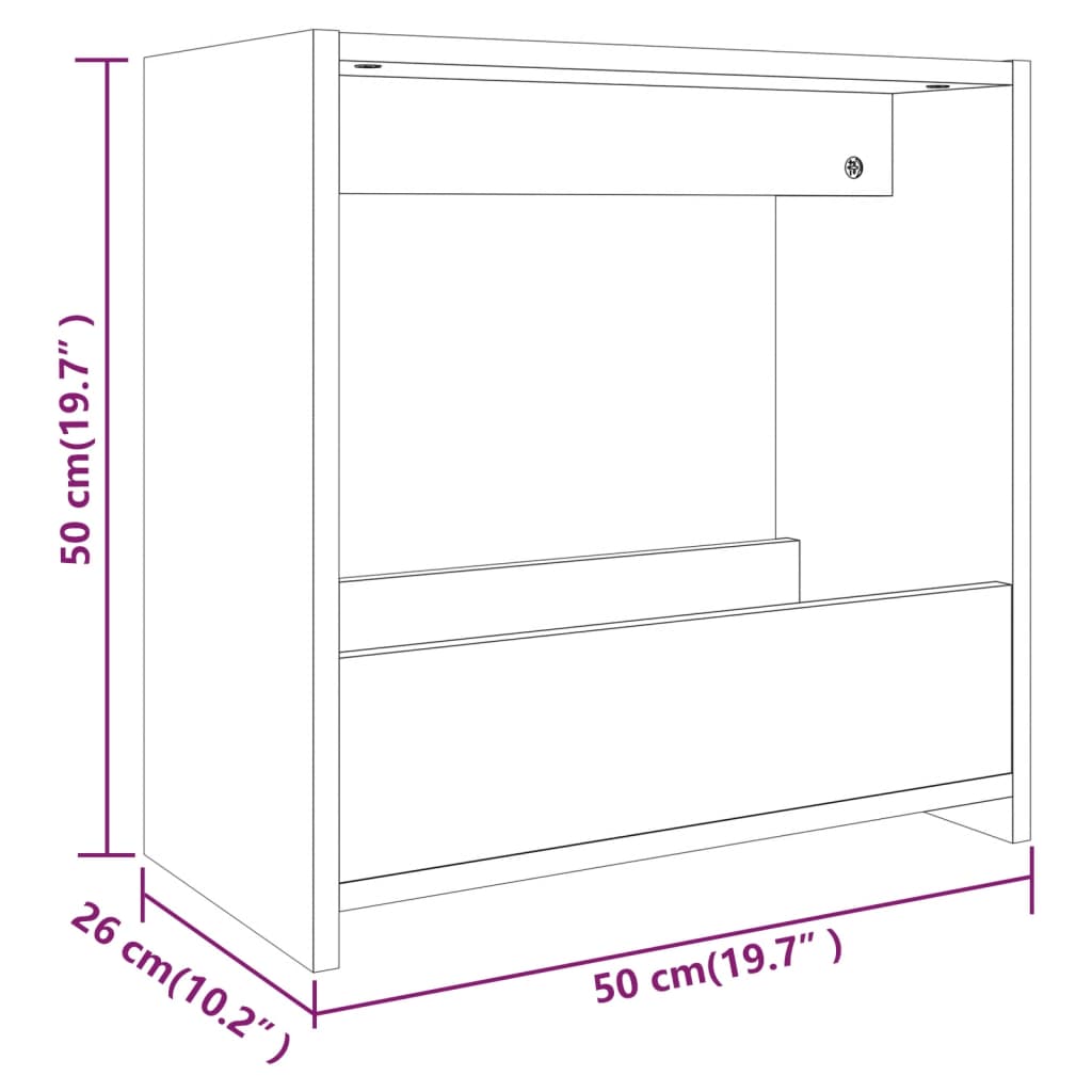 Bijzettafel 50x26x50 cm bewerkt hout grijs sonoma eikenkleurig