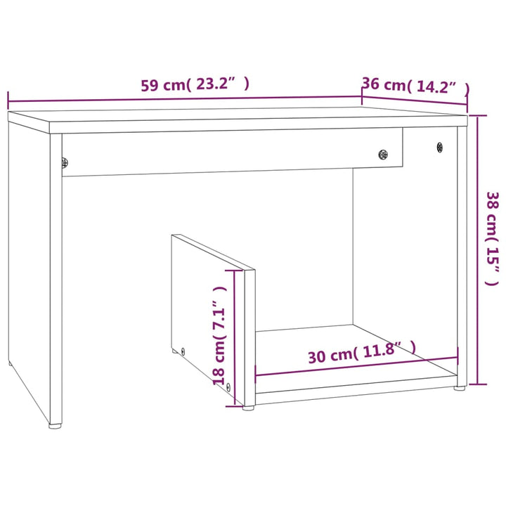 Bijzettafel 59x36x38 cm bewerkt hout gerookt eikenkleurig