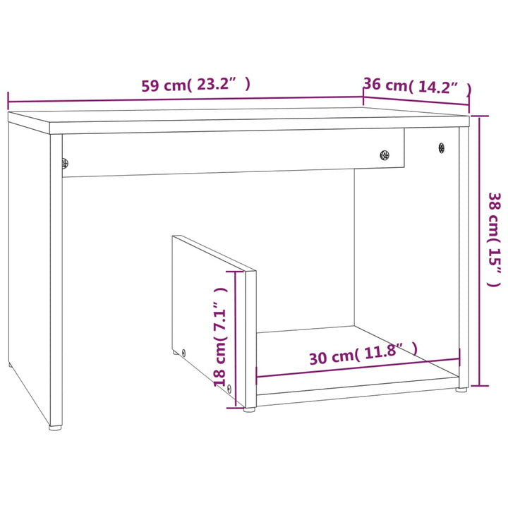 Bijzettafel 59x36x38 cm bewerkt hout grijs sonoma eikenkleurig