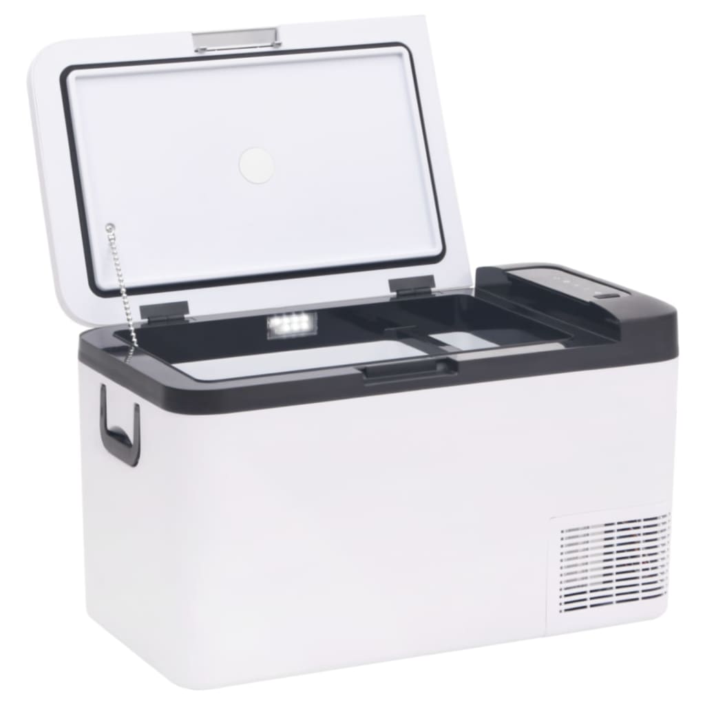 Koelbox met handvat en adapter 25 L PP & PE zwart en wit