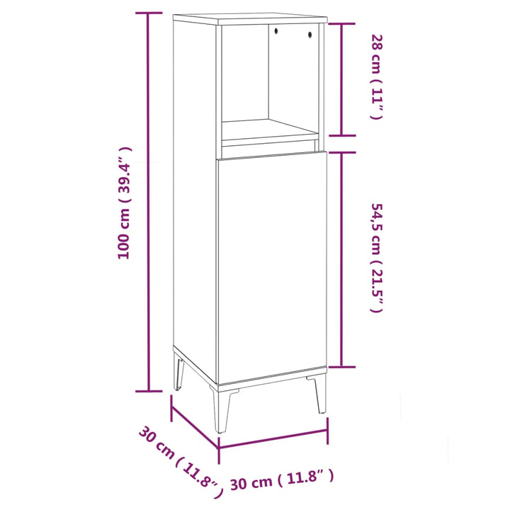 Badkamerkast 30x30x100 cm bewerkt hout wit