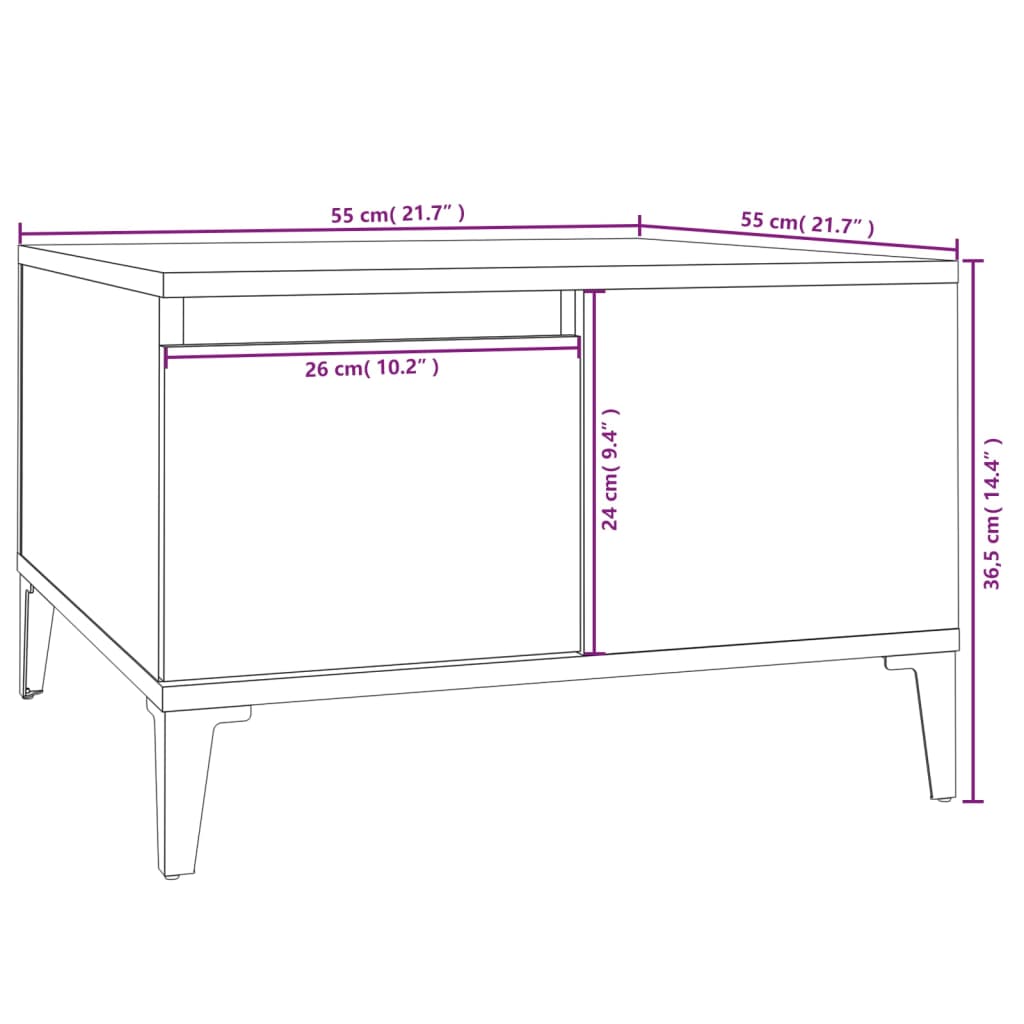 Salontafel 55x55x36,5 cm bewerkt hout zwart