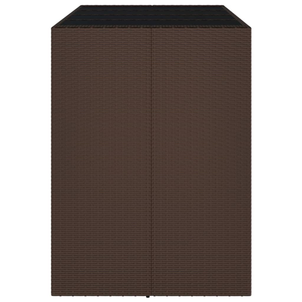 Bartafel met glazen blad 145x80x110 cm poly rattan bruin