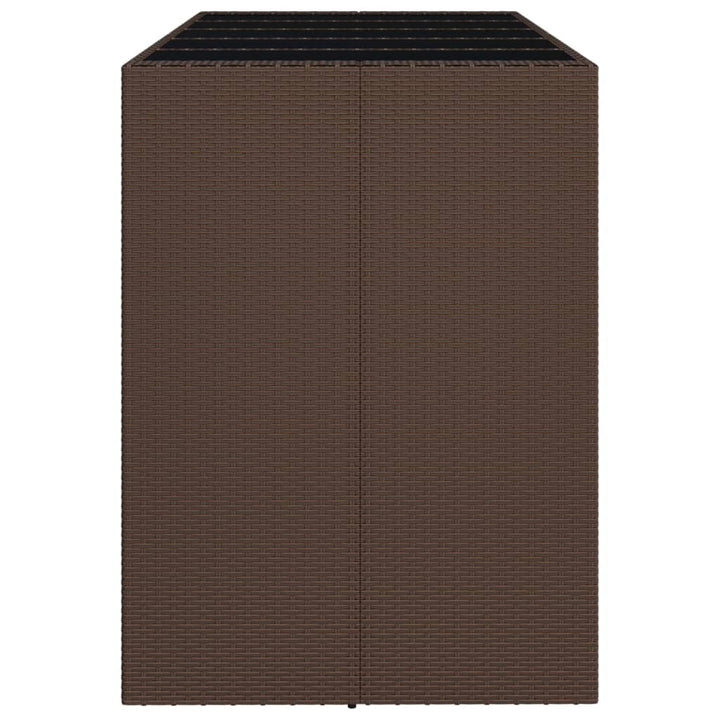 Bartafel met glazen blad 185x80x110 cm poly rattan bruin