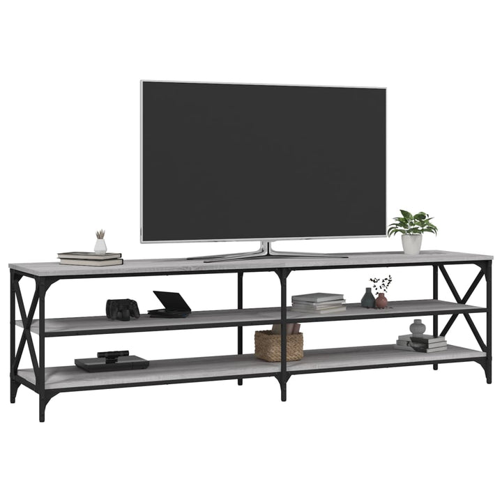 Tv-meubel 180x40x50 cm bewerkt hout grijs sonoma eikenkleurig