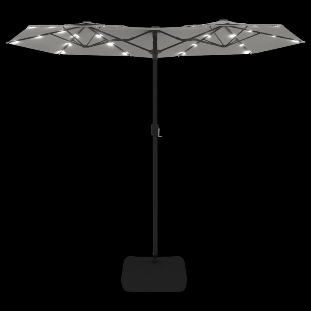 Parasol dubbel met LED's 316x240 cm zandwit