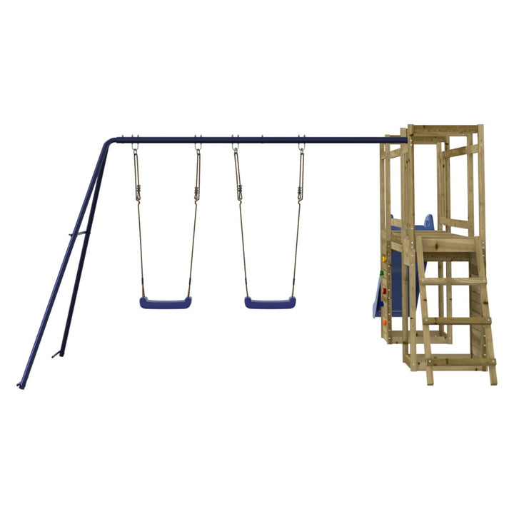 Speelhuis met glijbaan ladder schommels grenenhout