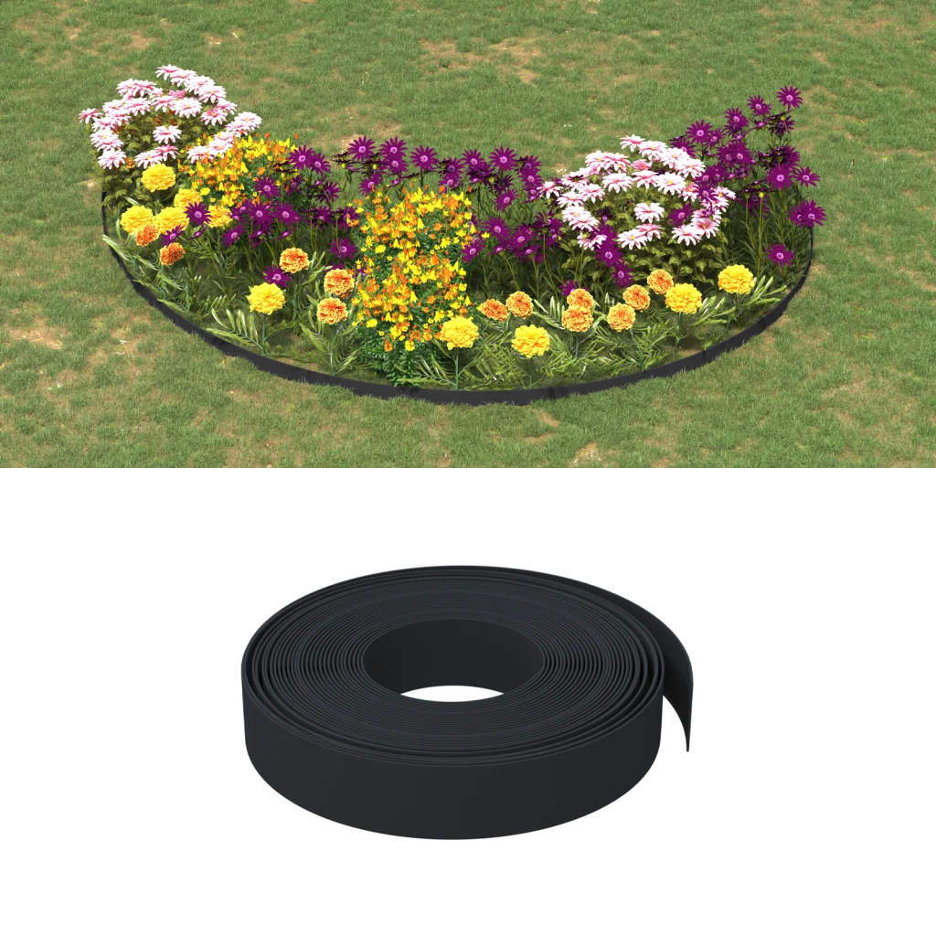 Tuinranden 2 st 10 m 10 cm polyetheen zwart