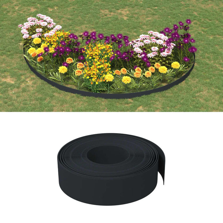 Tuinranden 2 st 10 m 15 cm polyetheen zwart