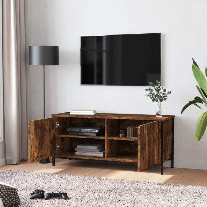 Tv-meubel 102x35x45 cm bewerkt hout gerookt eikenkleurig