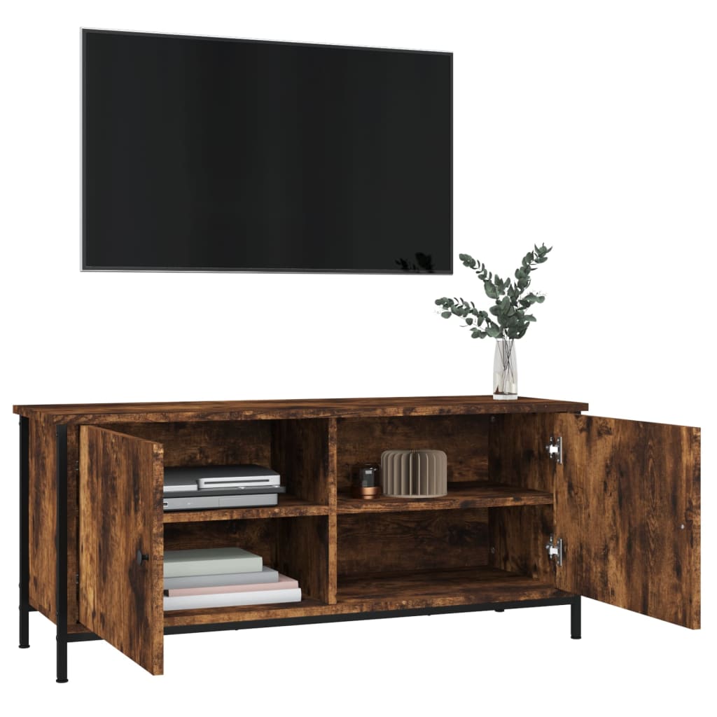 Tv-meubel 102x35x45 cm bewerkt hout gerookt eikenkleurig