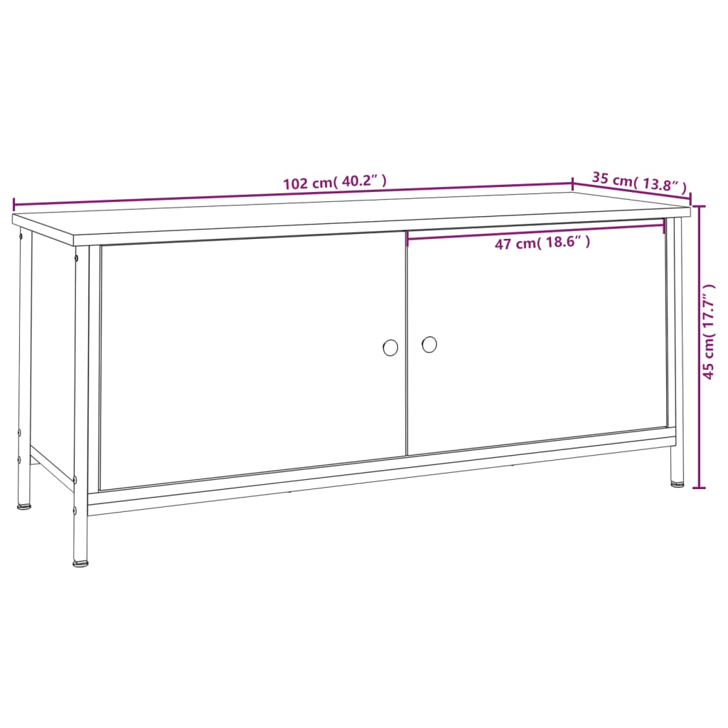 Tv-meubel 102x35x45 cm bewerkt hout gerookt eikenkleurig