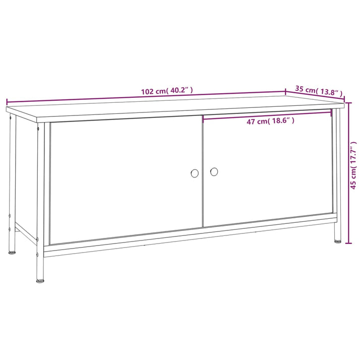 Tv-meubel 102x35x45 cm bewerkt hout gerookt eikenkleurig