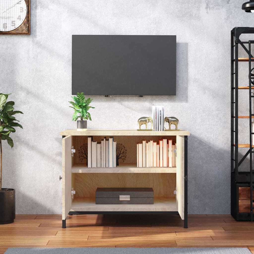 Tv-meubel met deuren 60x35x45 cm bewerkt hout sonoma eikenkleur