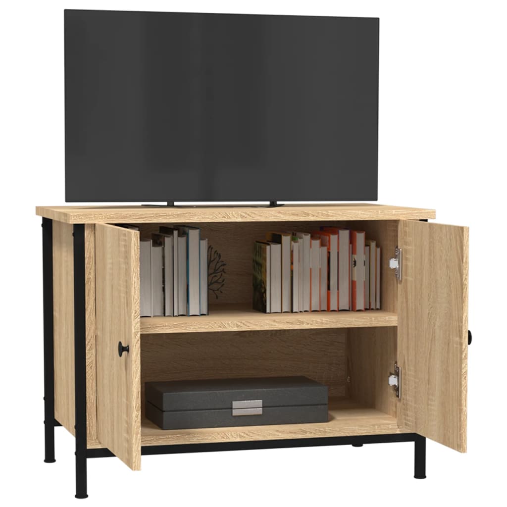 Tv-meubel met deuren 60x35x45 cm bewerkt hout sonoma eikenkleur