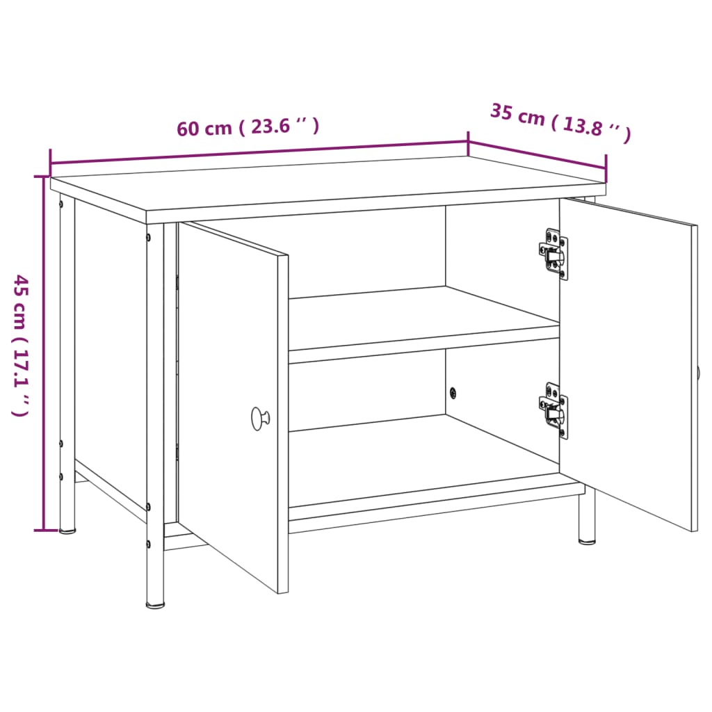 Tv-meubel met deuren 60x35x45 cm bewerkt hout sonoma eikenkleur