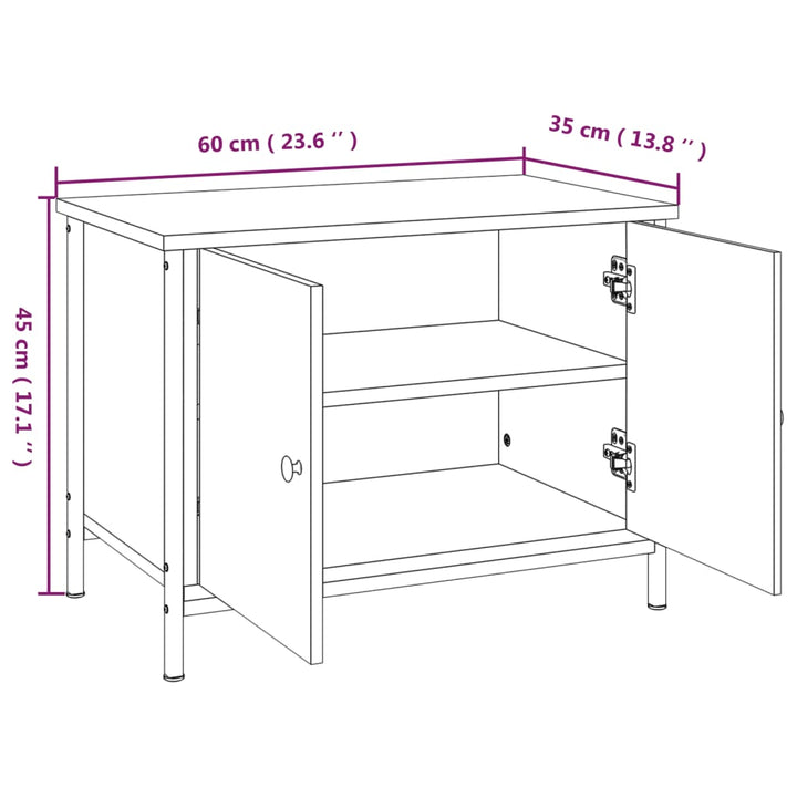 Tv-meubel met deuren 60x35x45 cm bewerkt hout sonoma eikenkleur