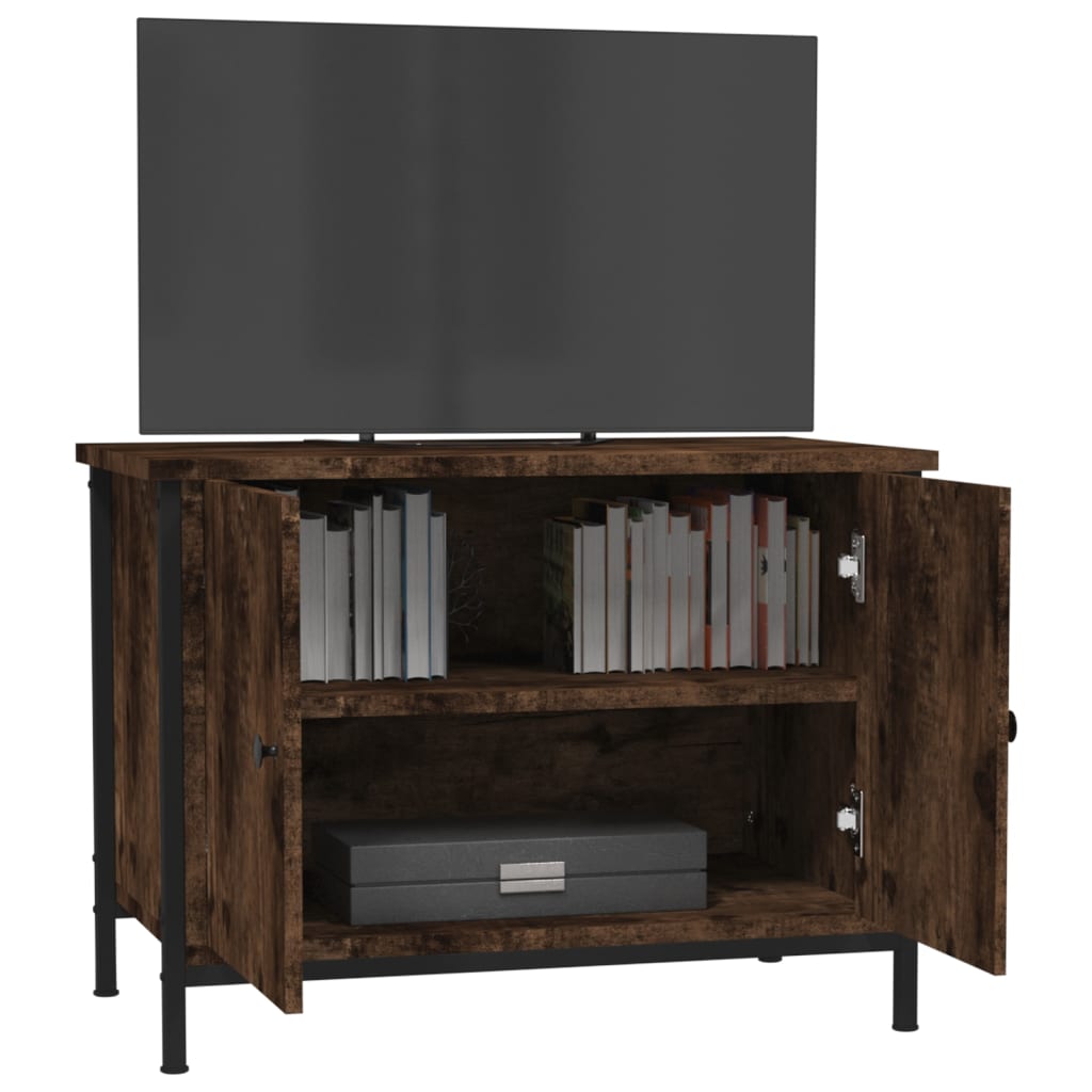 Tv-meubel met deuren 60x35x45 cm bewerkt hout gerookt eiken