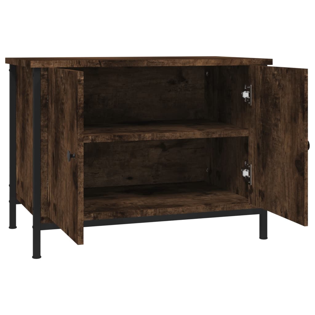 Tv-meubel met deuren 60x35x45 cm bewerkt hout gerookt eiken