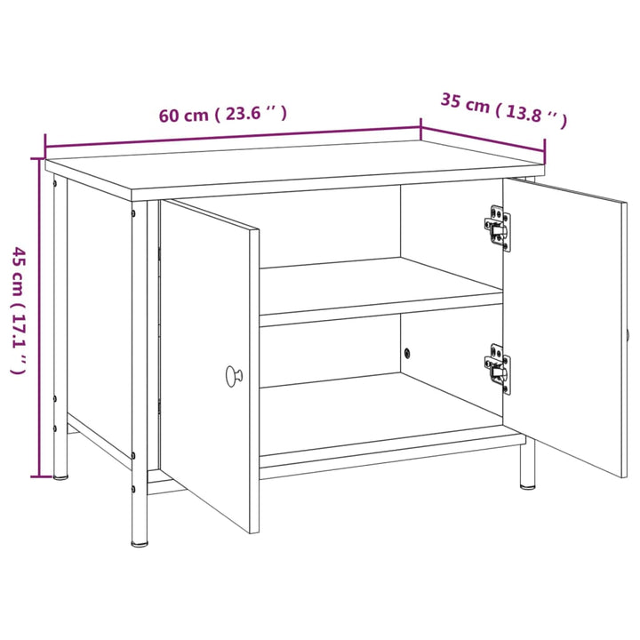 Tv-meubel met deuren 60x35x45 cm bewerkt hout gerookt eiken