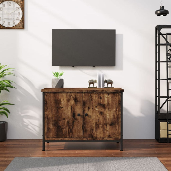 Tv-meubel met deuren 60x35x45 cm bewerkt hout gerookt eiken