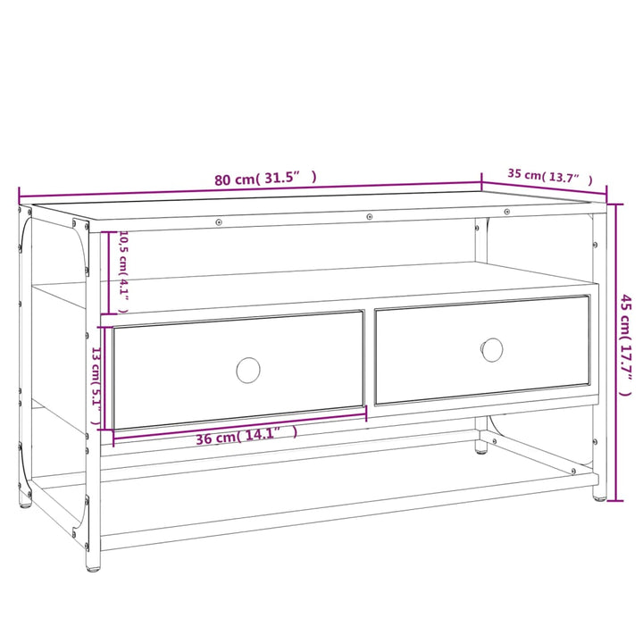 Tv-meubel 80x35x45 cm bewerkt hout grijs sonoma eikenkleurig