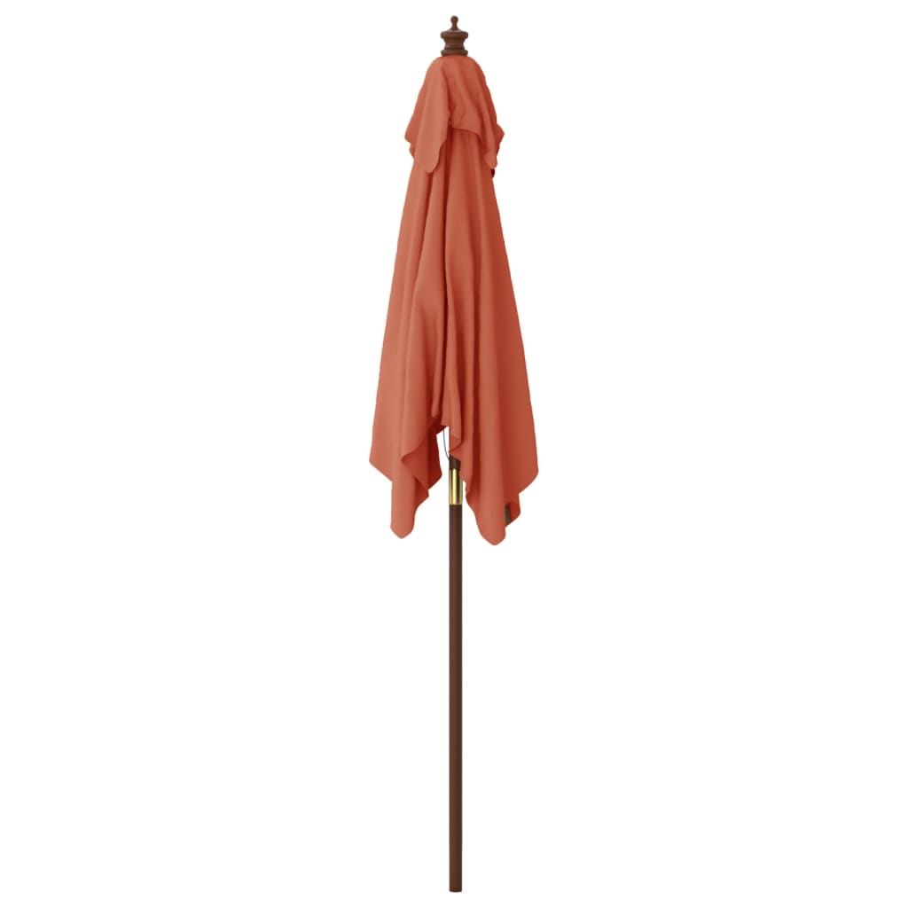 Parasol met houten paal 198x198x231 cm terracottakleurig