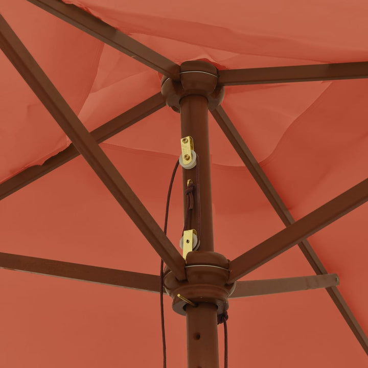 Parasol met houten paal 198x198x231 cm terracottakleurig