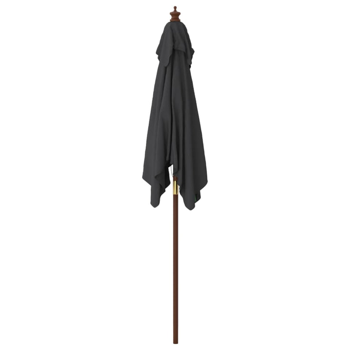 Parasol met houten paal 198x198x231 cm zwart