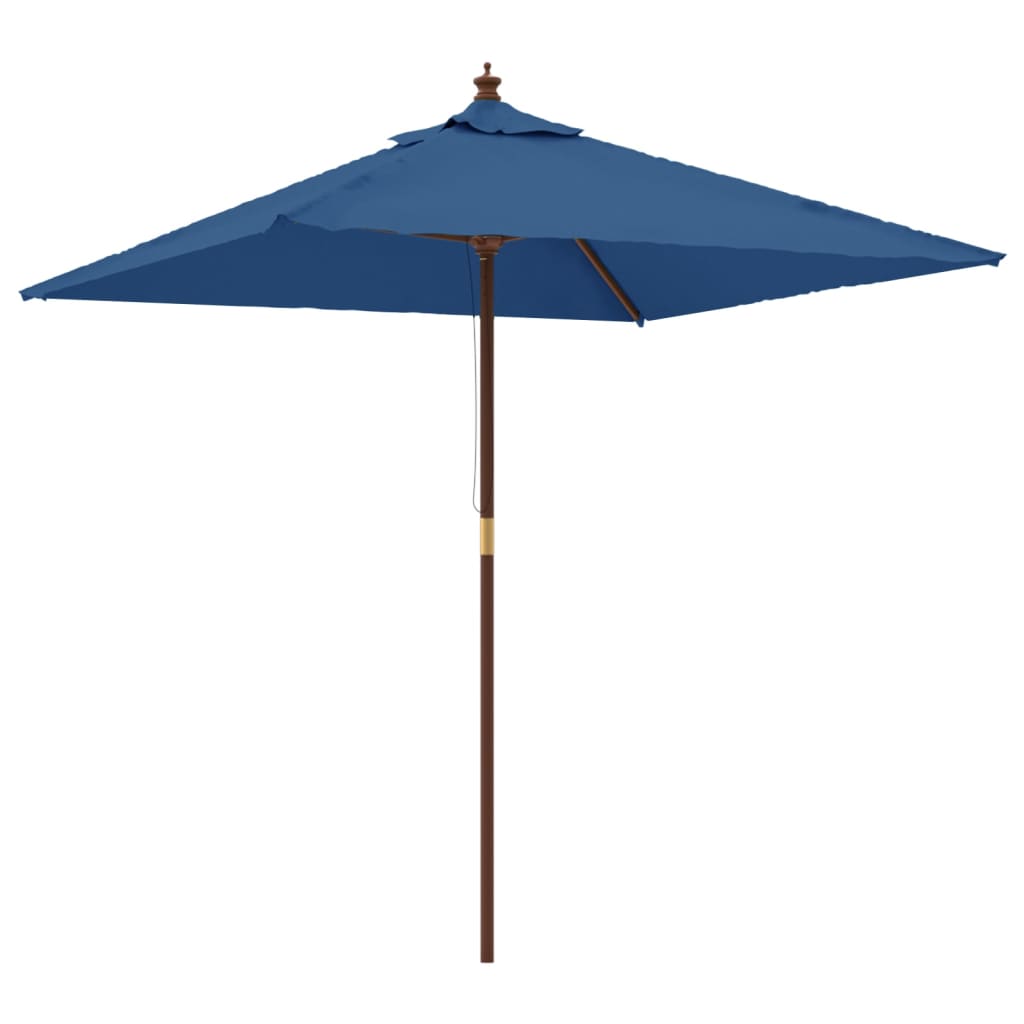 Parasol met houten paal 198x198x231 cm azuurblauw