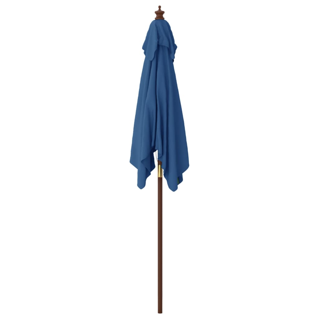 Parasol met houten paal 198x198x231 cm azuurblauw
