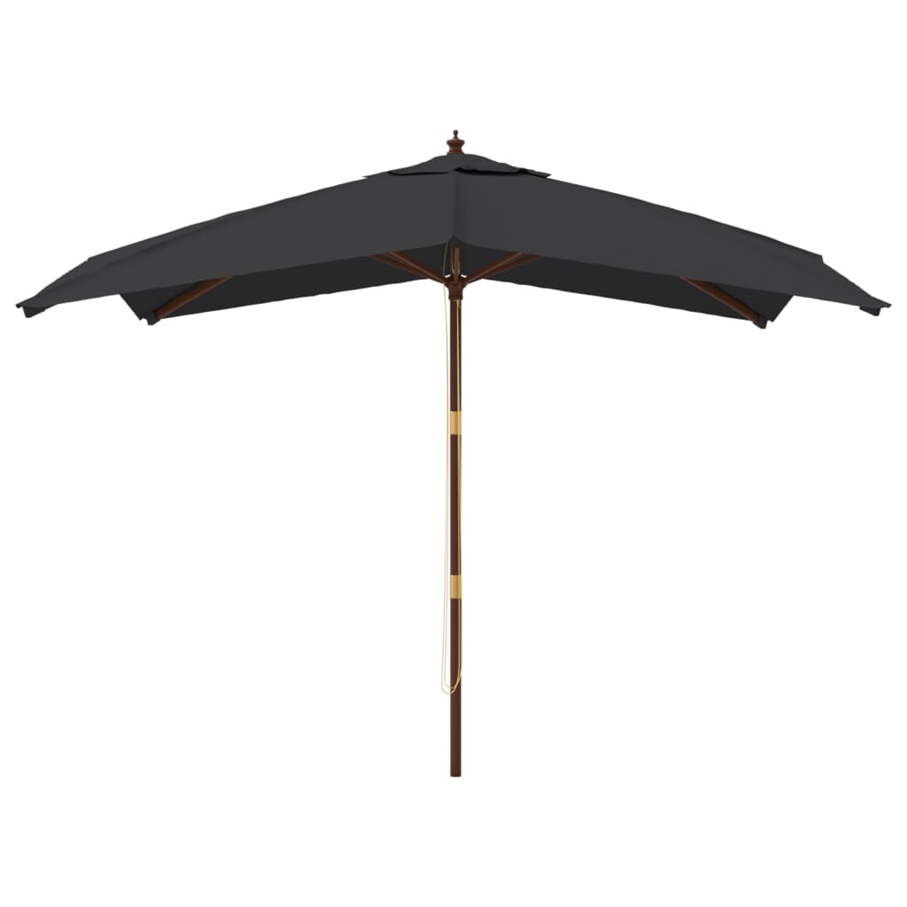 Parasol met houten paal 300x300x273 cm zwart