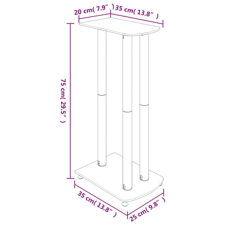 Luidsprekerstandaards 2 st 3 pijlers gehard glas zilverkleurig