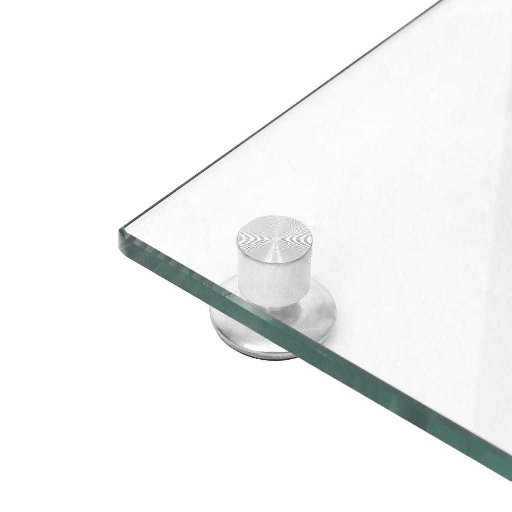 Luidsprekerstandaards 2 st 1 pijler gehard glas zilverkleurig