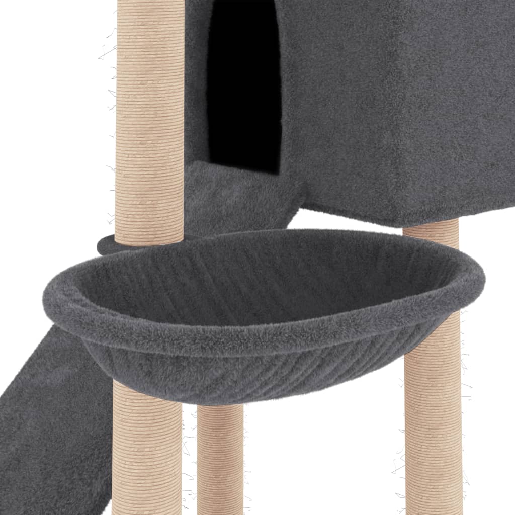 Kattenmeubel met sisal krabpalen 153 cm donkergrijs